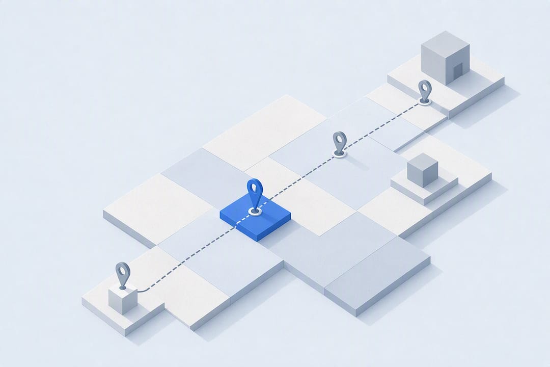 Isometric shipping zone routing illustration