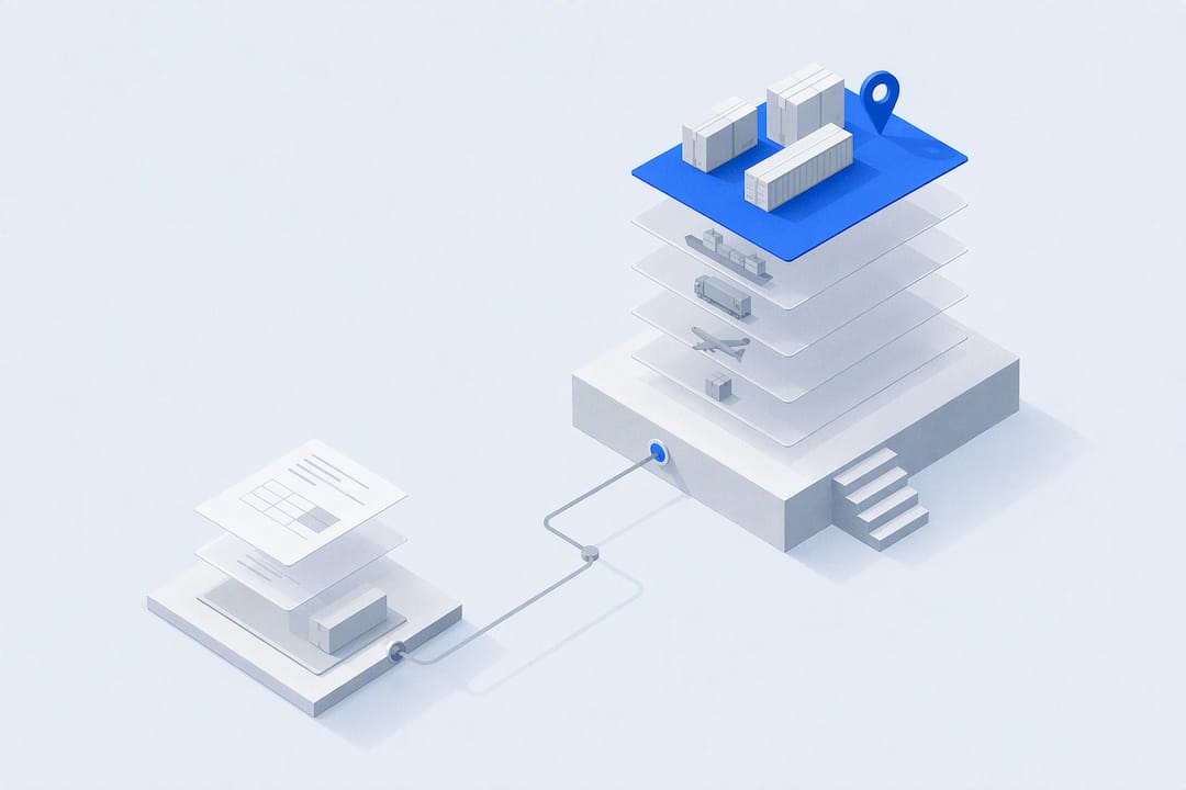 Isometric illustration of layered landed costs