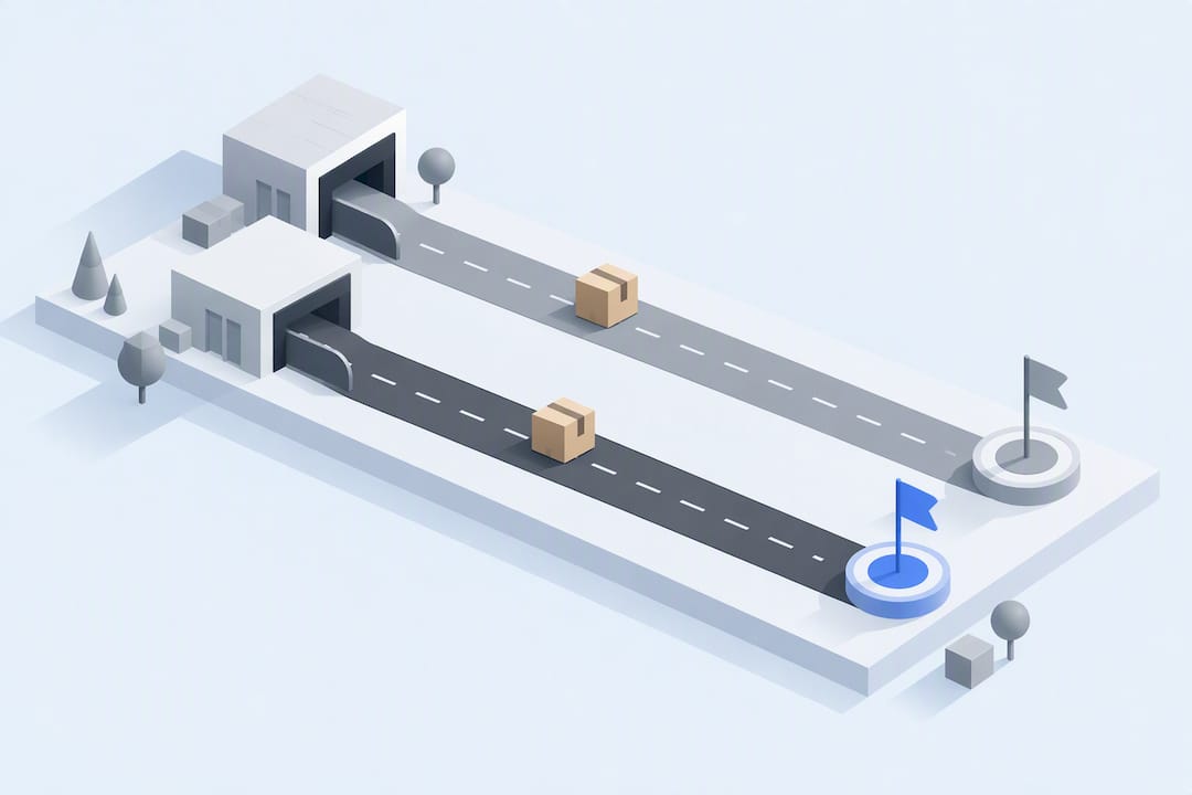 Two parallel parcel lanes for carrier comparison