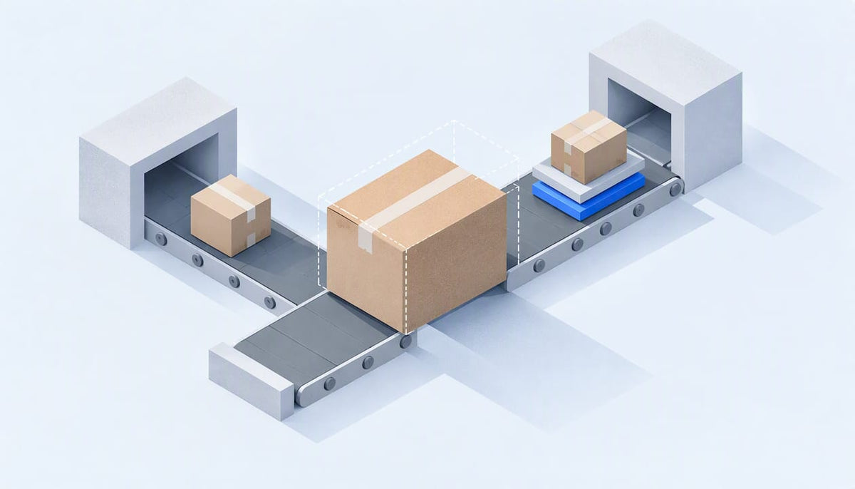 Abstract parcel size and fee comparison illustration