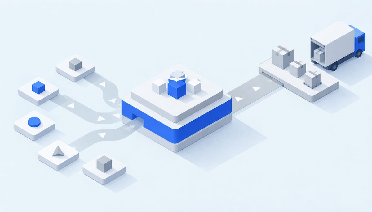 Geometric illustration of order flow to fulfillment